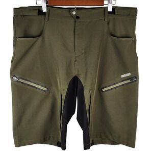 Arsuxeo Mens Mountain Bike Shorts Green Black Size XL Cycling Pockets Adjustable
